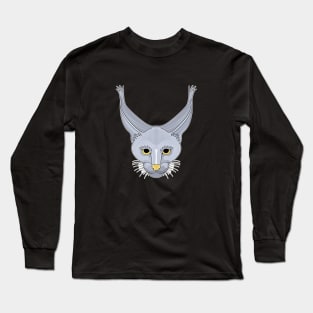 silver caracal cat face Long Sleeve T-Shirt